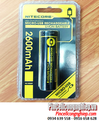 Nitecore NL1826R _ Pin sạc 18650 Lithium Li-ion 3.7v Nitecore NL1826R 2600mAh 9.62Wh (Thân Pin có cổng sạc USB Type C)